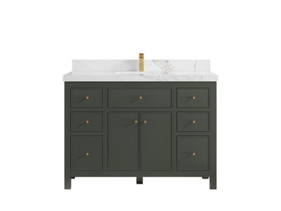 Sonoma 48 in. W x 22 in. D Single Sink Bathroom Vanity in Pewter Green with 2 in. Calacatta Nuvo Quartz Countertop