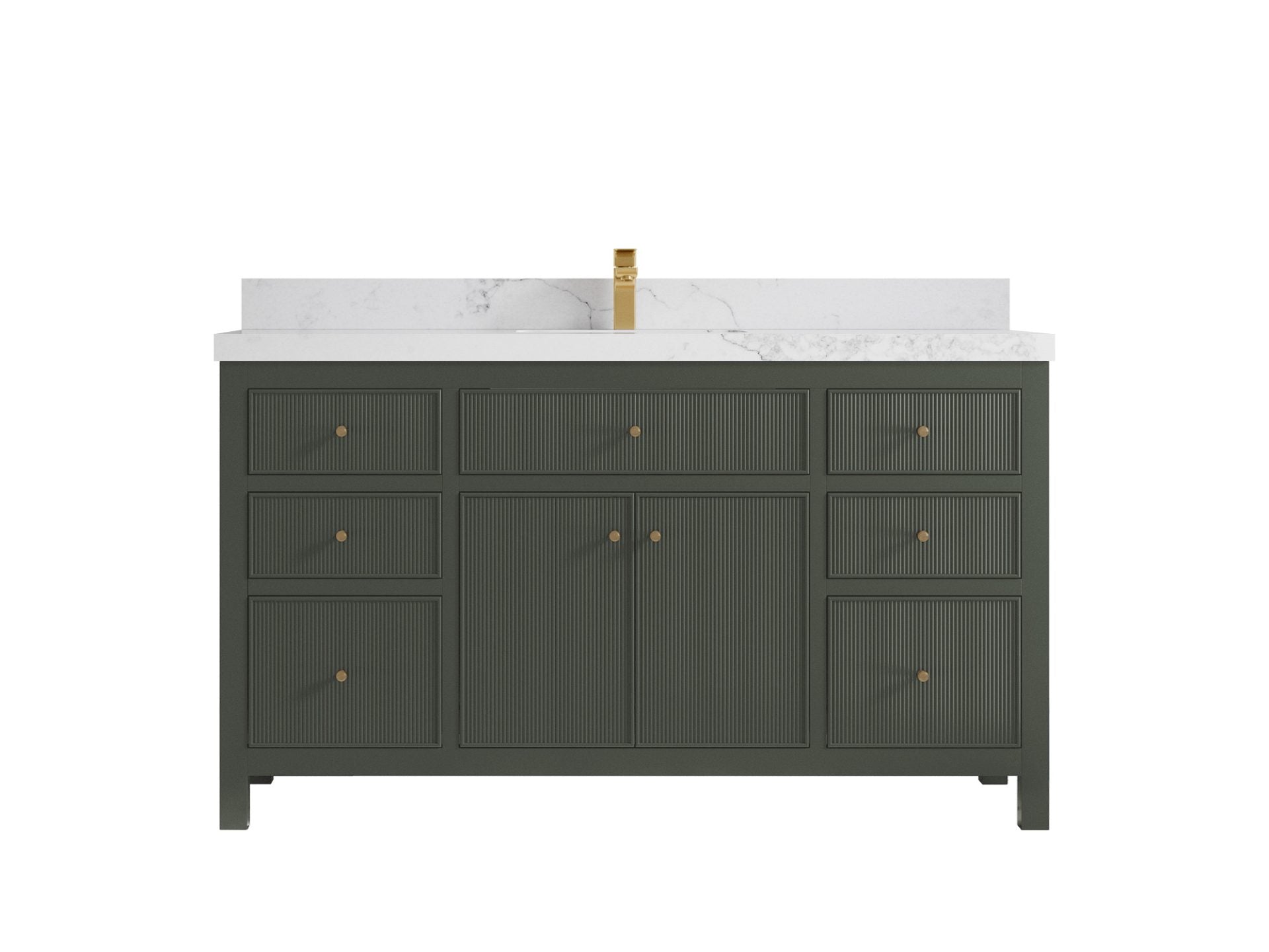 Sonoma 60 in W x 22 in D Free Standing Reeded Single Sink Bathroom Vanity