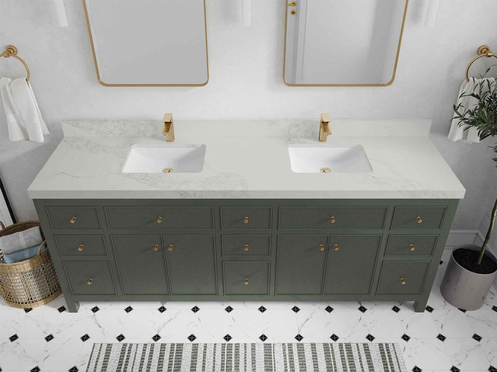 Sonoma 84 in W x 22 in D Free Standing Reeded Double Sink Bathroom Vanity - photo 16