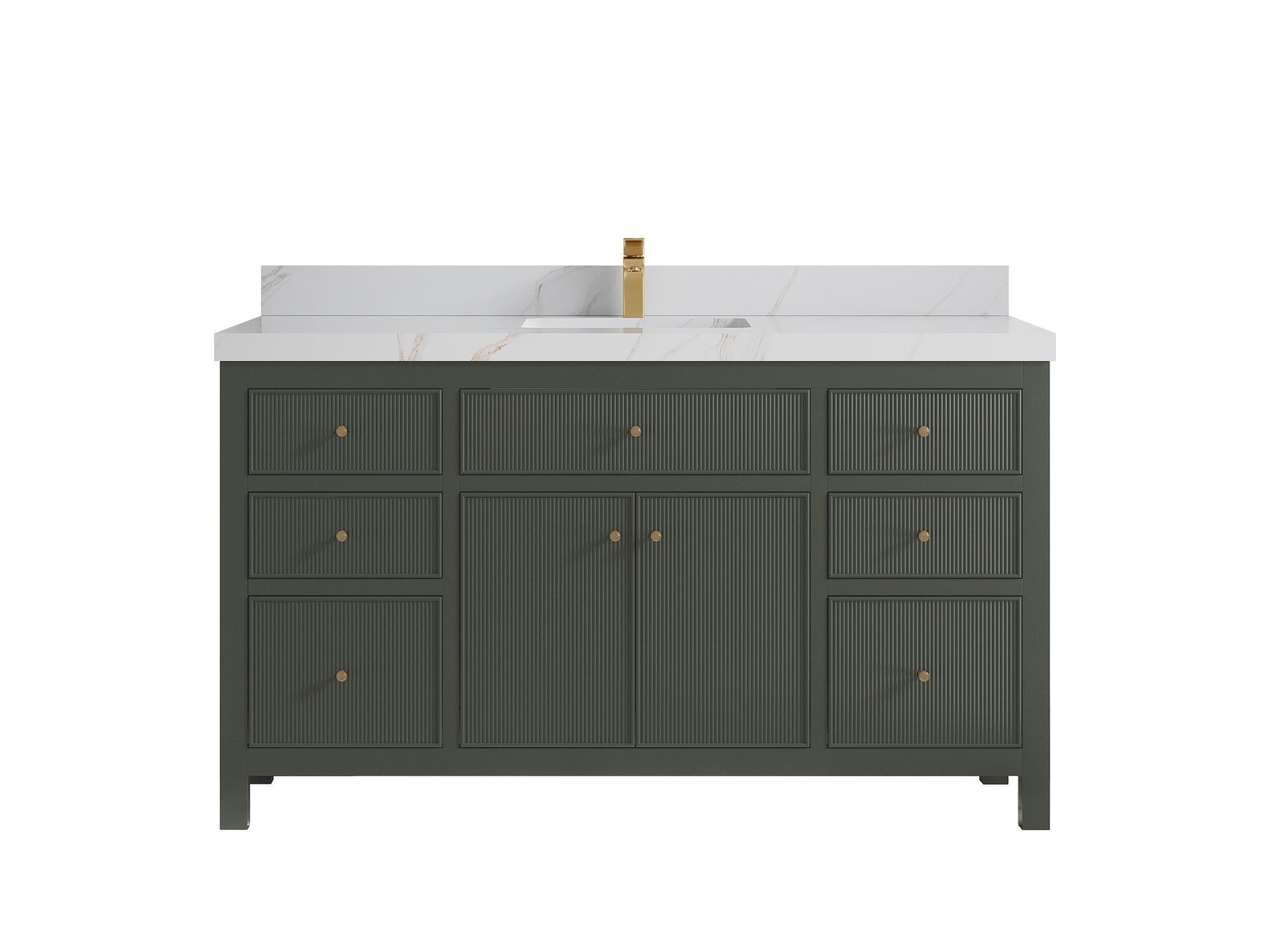 Sonoma 60 in W x 22 in D Free Standing Reeded Single Sink Bathroom Vanity