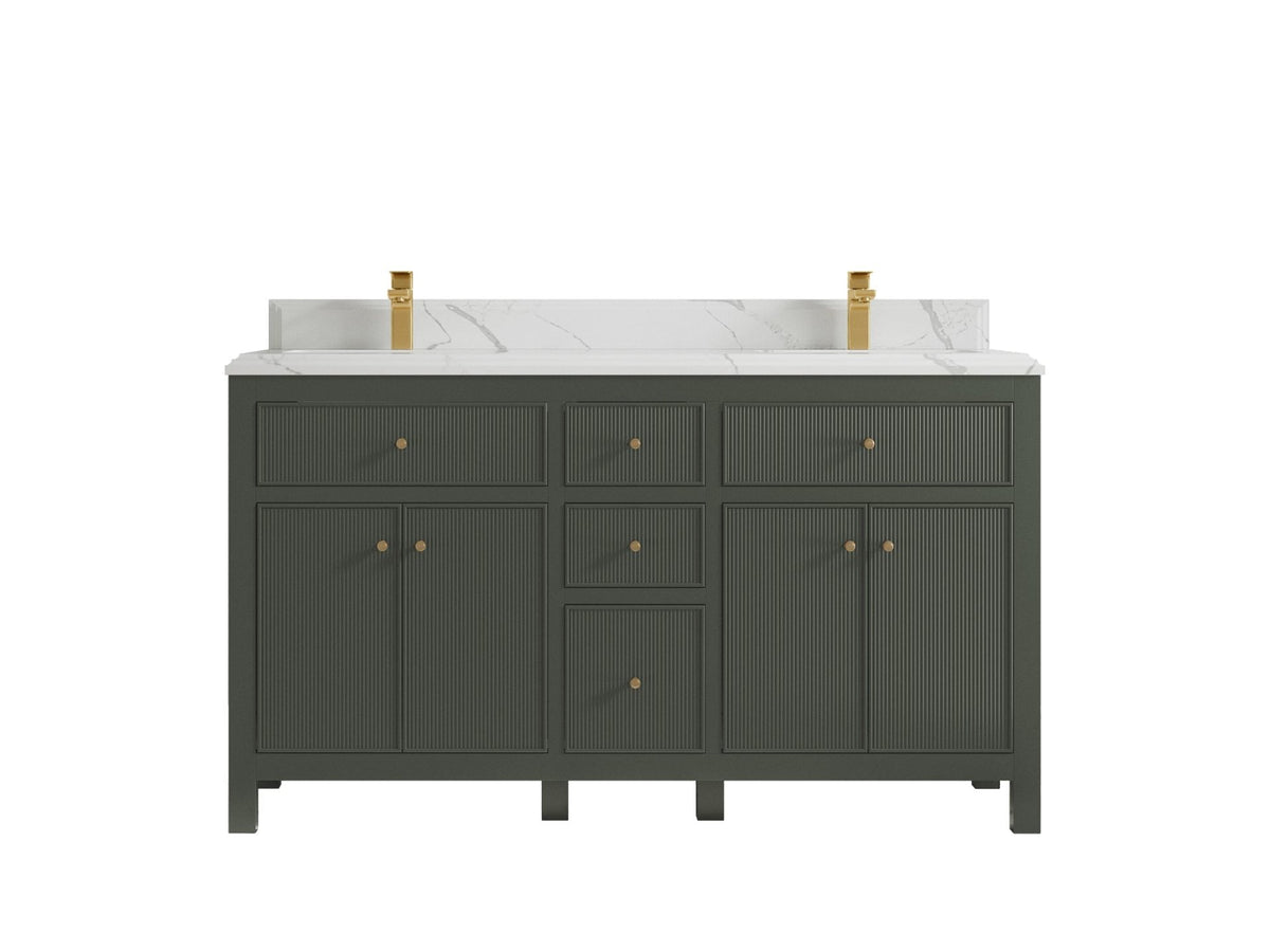 Sonoma 60 in W x 22 in D Free Standing Reeded Double Sink Bathroom Vanity