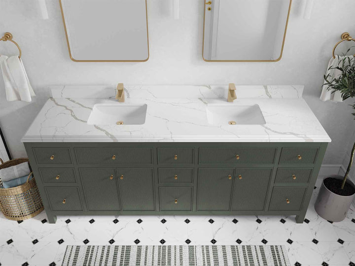 Sonoma 84 in W x 22 in D Free Standing Reeded Double Sink Bathroom Vanity - photo 24