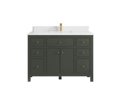 Sonoma 48 in. W x 22 in. D Single Sink Bathroom Vanity in Pewter Green with Double Cove Edge 1.5 in Empira White Quartz Countertop