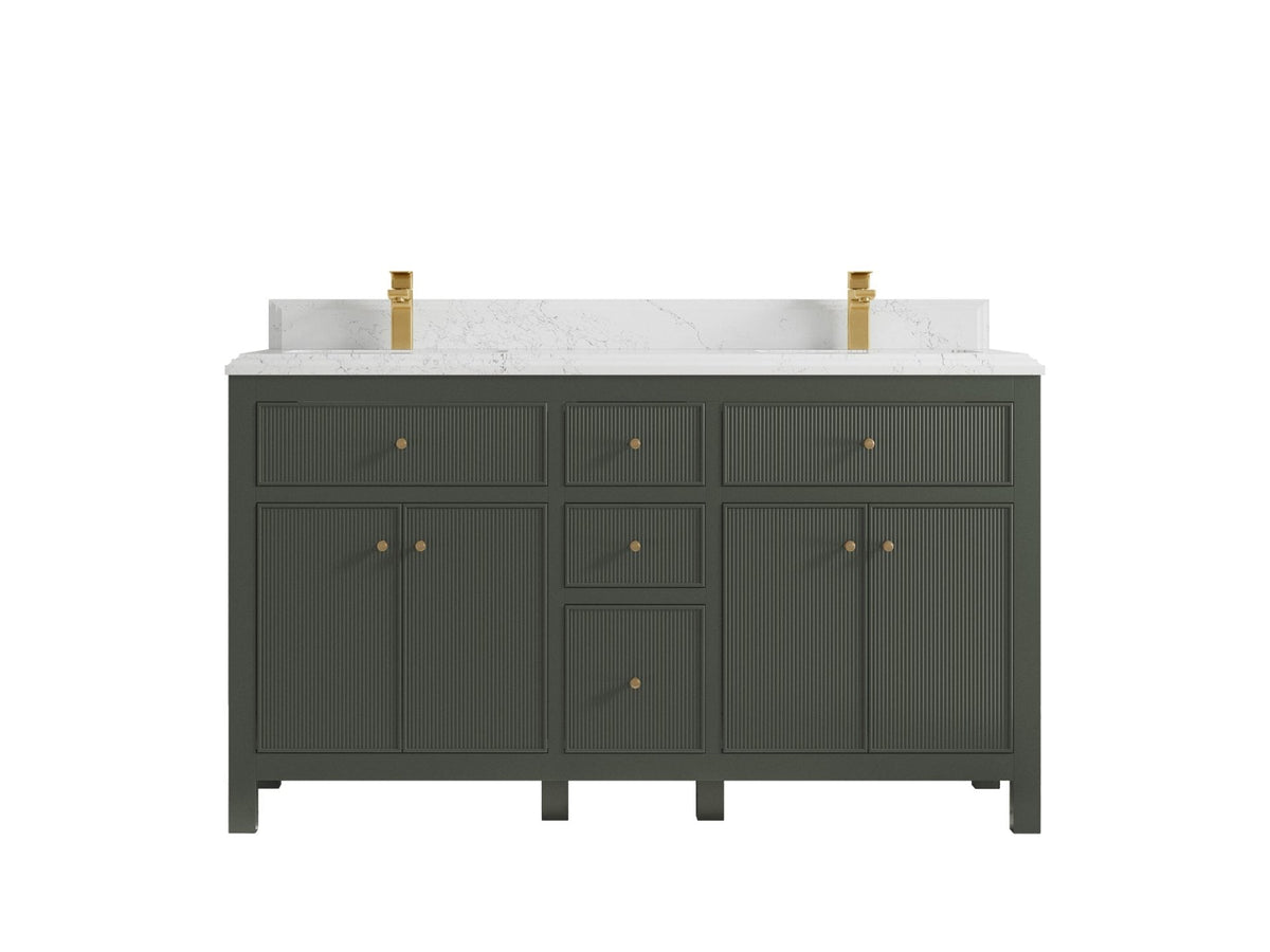 Sonoma 60 in W x 22 in D Free Standing Reeded Double Sink Bathroom Vanity