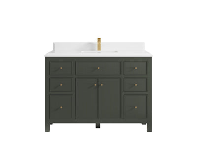 Sonoma 48 in. W x 22 in. D Single Sink Bathroom Vanity in Pewter Green with Double Cove Edge 1.5 in White Quartz Countertop