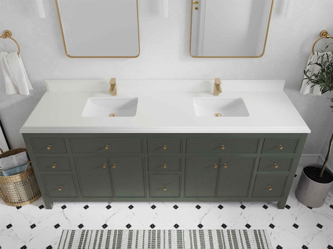 Sonoma 84 in W x 22 in D Free Standing Reeded Double Sink Bathroom Vanity | 
              
                Pewter Green
                
                  
             - SON_PGN_WHQZ_84D - photo №28