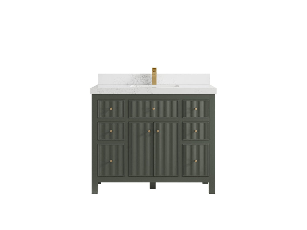Sonoma 42 in. W x 22 in. D Single Sink Bathroom Vanity in Pewter Green with 2 in. Empira White Quartz Countertop
