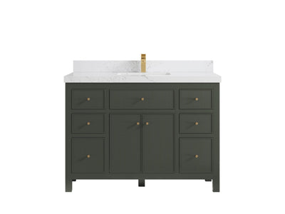 Sonoma 48 in. W x 22 in. D Single Sink Bathroom Vanity in Pewter Green with 2 in. Empira White Quartz Countertop