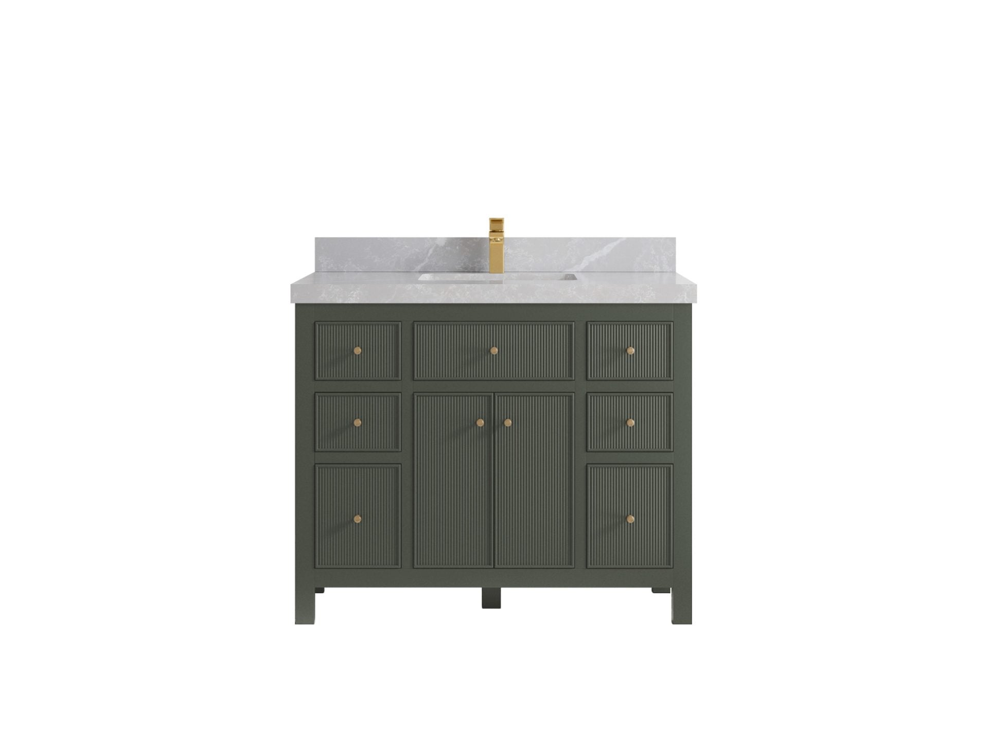 Sonoma 42 in. W x 22 in. D Single Sink Bathroom Vanity in Pewter Green with 2 in. Pearl Light Gray Quartz Countertop