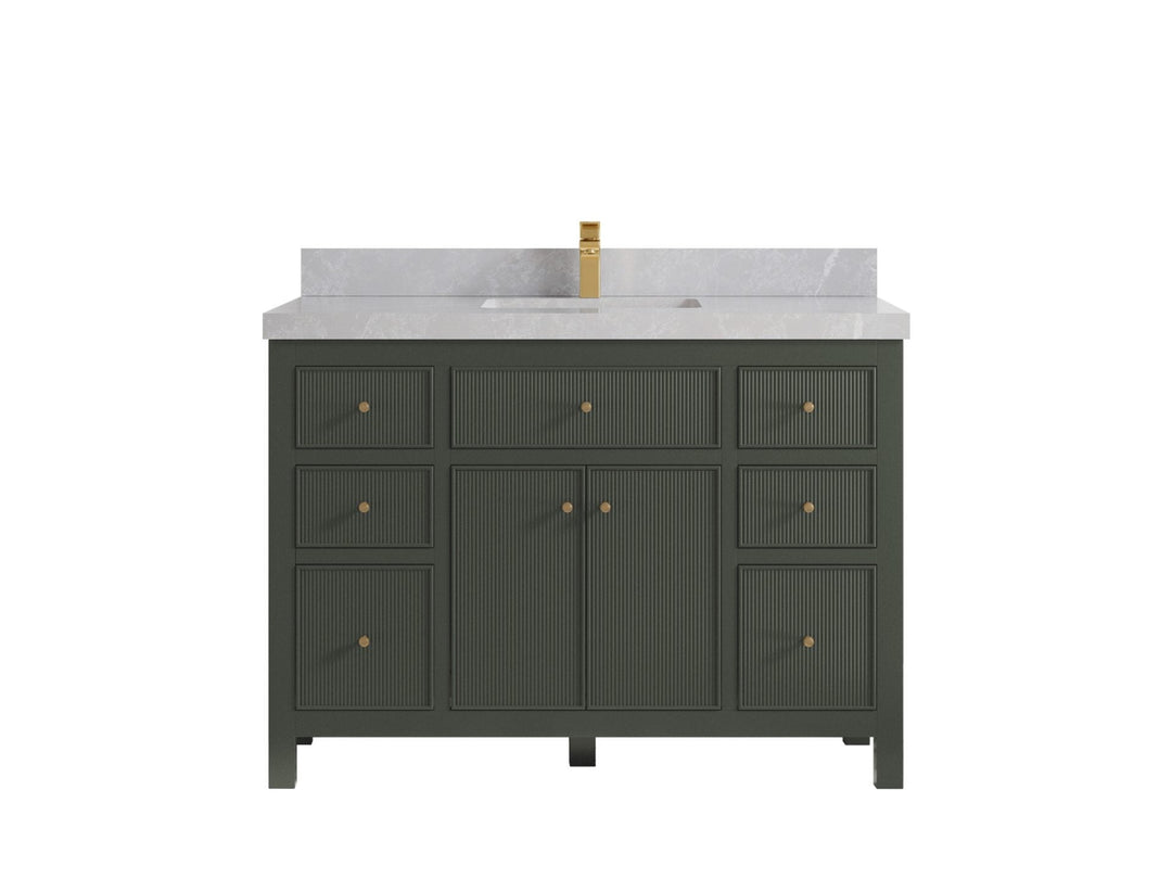 Sonoma 48 in. W x 22 in. D Single Sink Bathroom Vanity in Pewter Green with 2 in. Pearl Light Gray Quartz Countertop