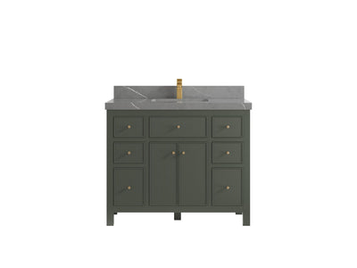 Sonoma 42 in. W x 22 in. D Single Sink Bathroom Vanity in Pewter Green with 2 in. Piatra Gray Quartz Countertop