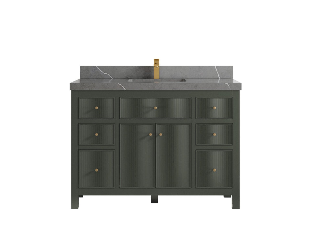 Sonoma 48 in. W x 22 in. D Single Sink Bathroom Vanity in Pewter Green with 2 in. Piatra Gray Quartz Countertop