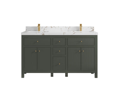 Sonoma 60 in W x 22 in D Free Standing Reeded Double Sink Bathroom Vanity