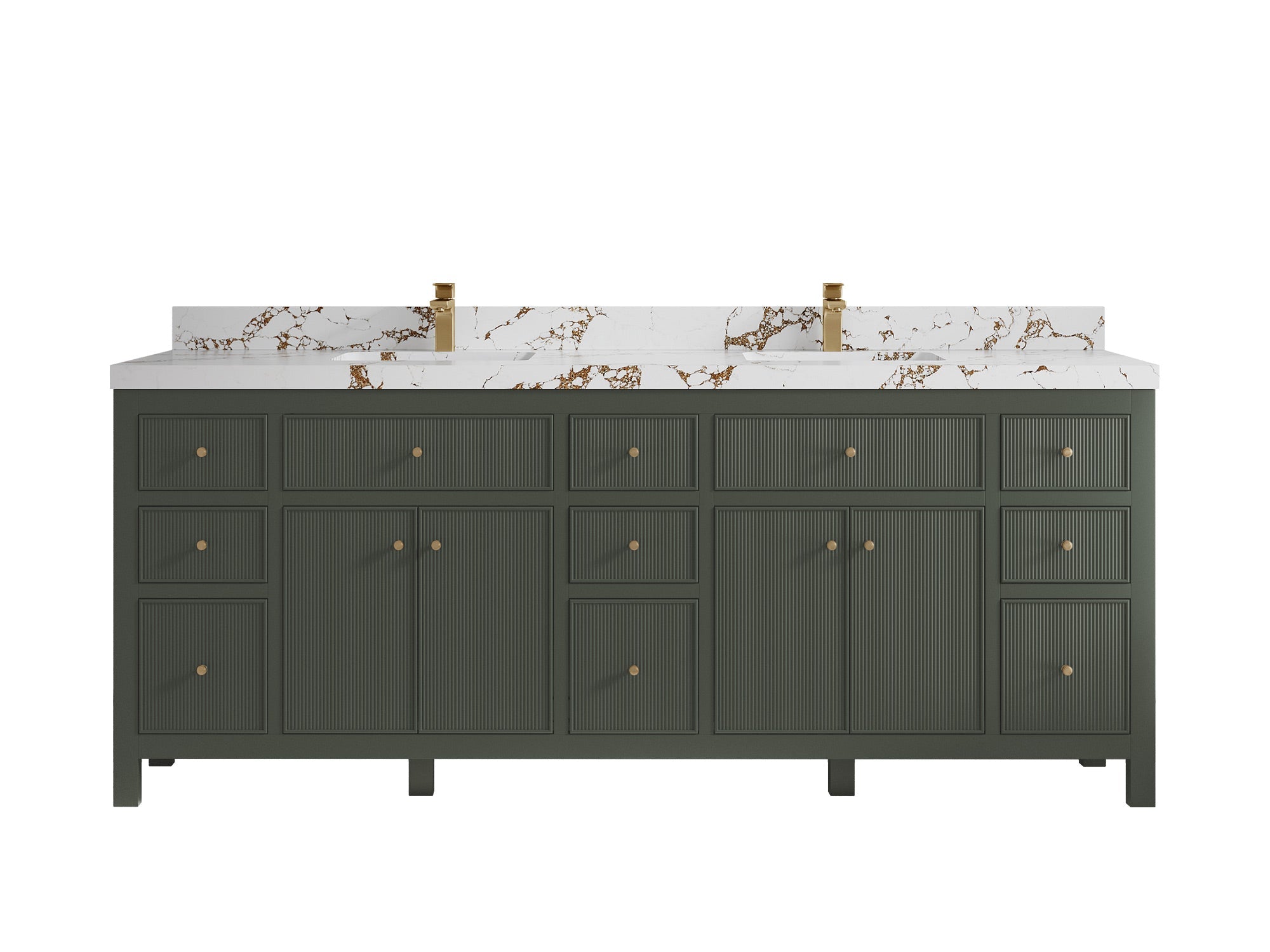 Sonoma 84 in W x 22 in D Free Standing Reeded Double Sink Bathroom Vanity