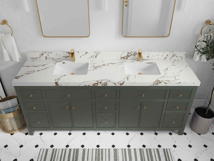 Sonoma 84 in W x 22 in D Free Standing Reeded Double Sink Bathroom Vanity - photo 38