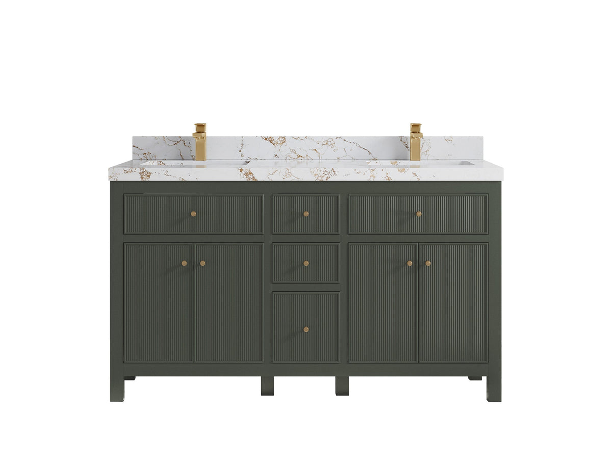 Sonoma 60 in W x 22 in D Free Standing Reeded Double Sink Bathroom Vanity