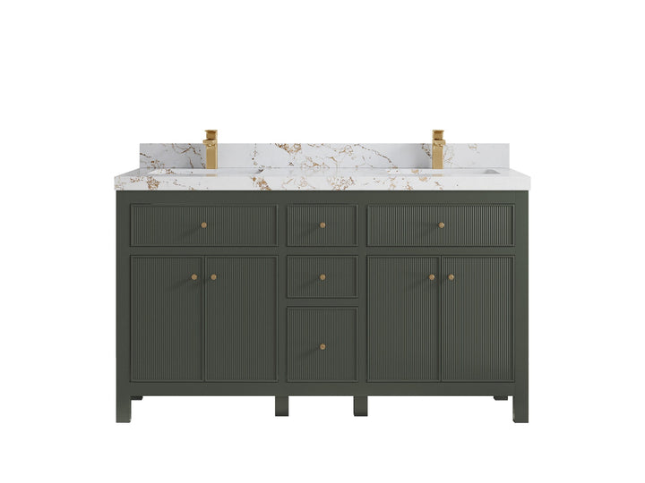 Sonoma 60 in W x 22 in D Free Standing Reeded Double Sink Bathroom Vanity - photo 22