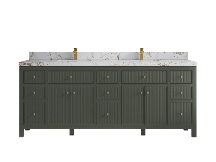 Sonoma 84 in W x 22 in D Free Standing Reeded Double Sink Bathroom Vanity - photo 22