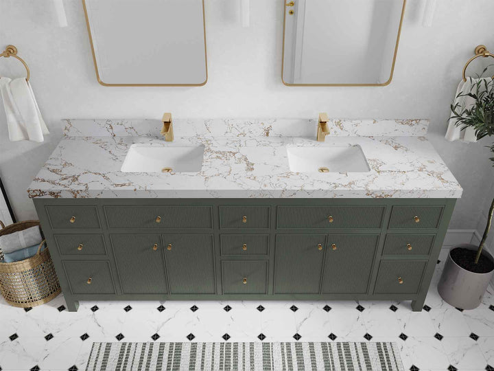 Sonoma 84 in W x 22 in D Free Standing Reeded Double Sink Bathroom Vanity - photo 40
