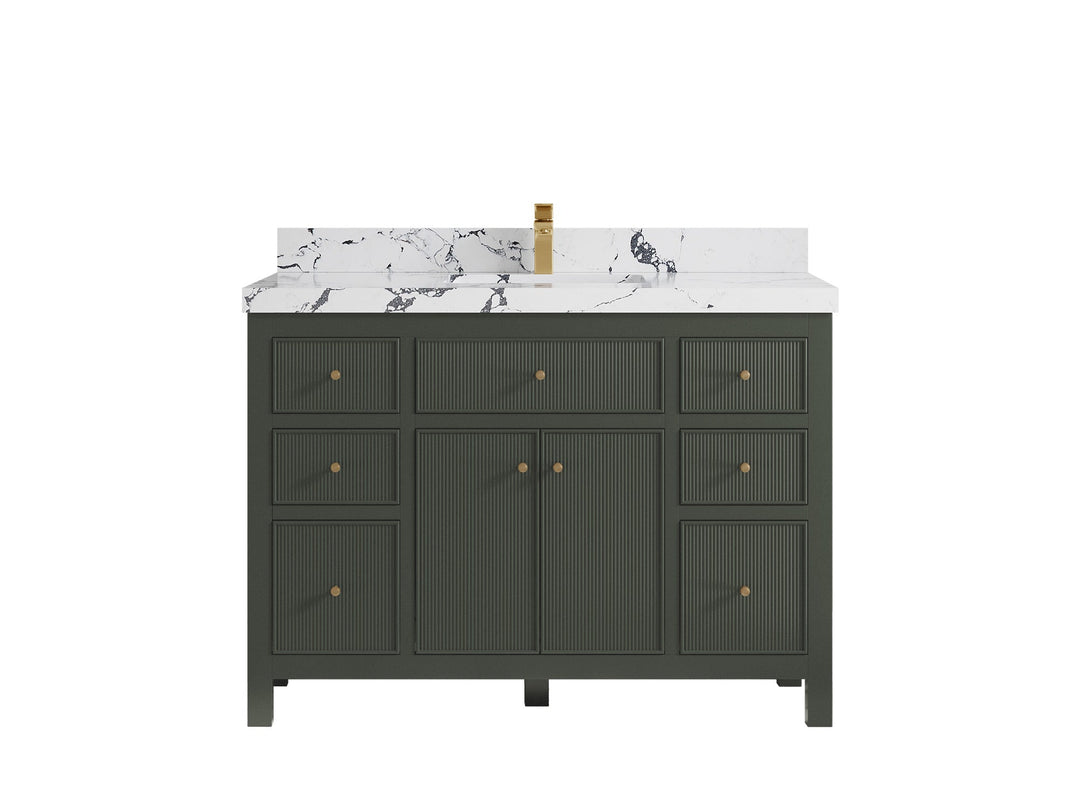 Sonoma 48 in. W x 22 in. D Single Sink Bathroom Vanity in Pewter Green with 2 in. Viola Night Quartz Countertop