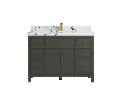 Sonoma 48 in. W x 22 in. D Single Sink Bathroom Vanity in Pewter Green with 2 in. Viola Night Quartz Countertop