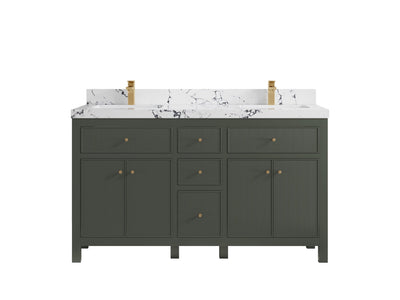 Sonoma 60 in W x 22 in D Free Standing Reeded Double Sink Bathroom Vanity