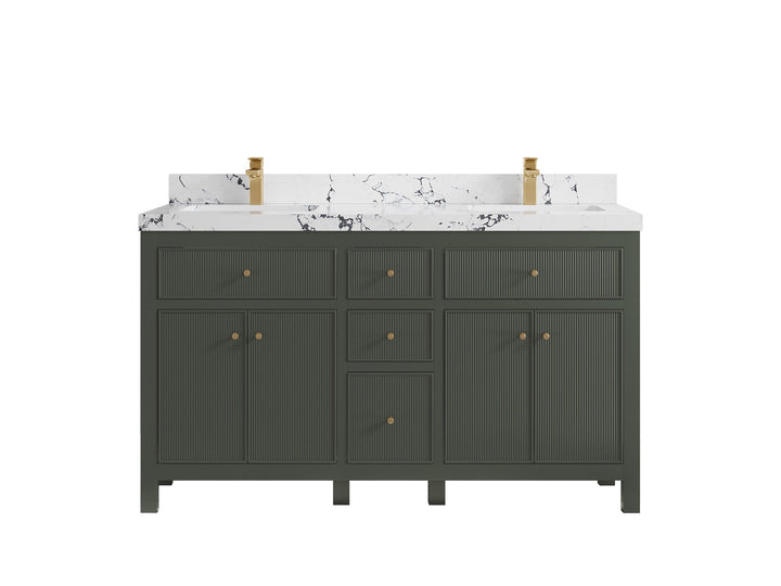 Sonoma 60 in W x 22 in D Free Standing Reeded Double Sink Bathroom Vanity - photo 23
