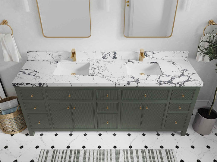 Sonoma 84 in W x 22 in D Free Standing Reeded Double Sink Bathroom Vanity - photo 42