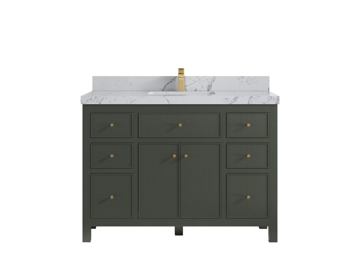 Sonoma 48 in. W x 22 in. D Single Sink Bathroom Vanity in Pewter Green with 2 in. Venatino Quartz Countertop