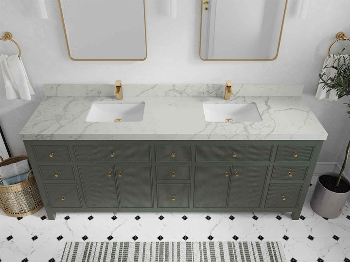Sonoma 84 in W x 22 in D Free Standing Reeded Double Sink Bathroom Vanity - photo 36