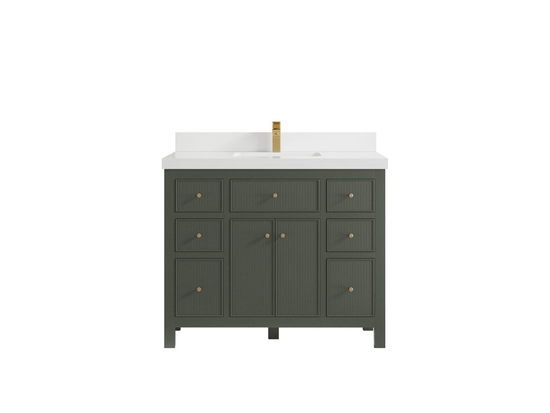 Sonoma 42 in. W x 22 in. D Single Sink Bathroom Vanity in Pewter Green with 2 in. White Quartz Countertop
