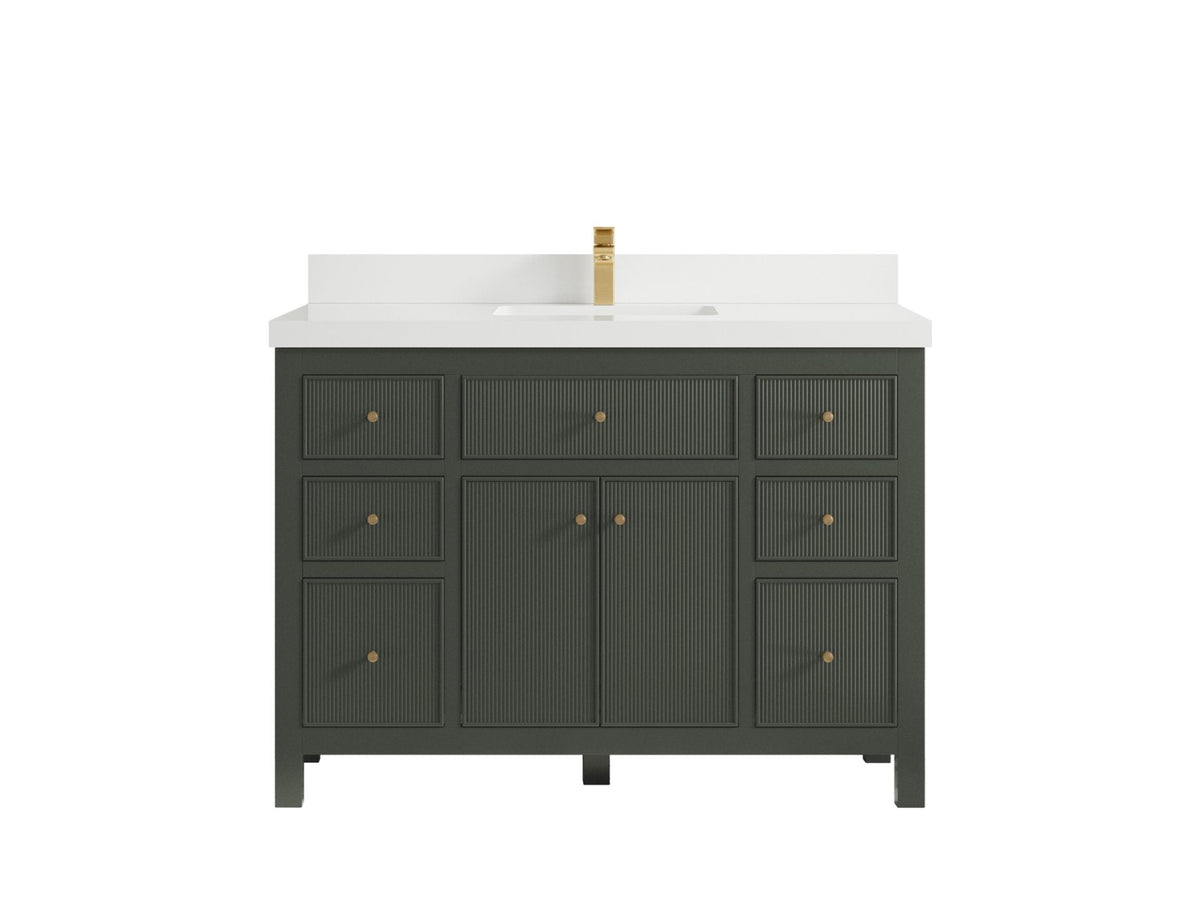 Sonoma 48 in. W x 22 in. D Single Sink Bathroom Vanity in Pewter Green with 2 in. White Quartz Countertop