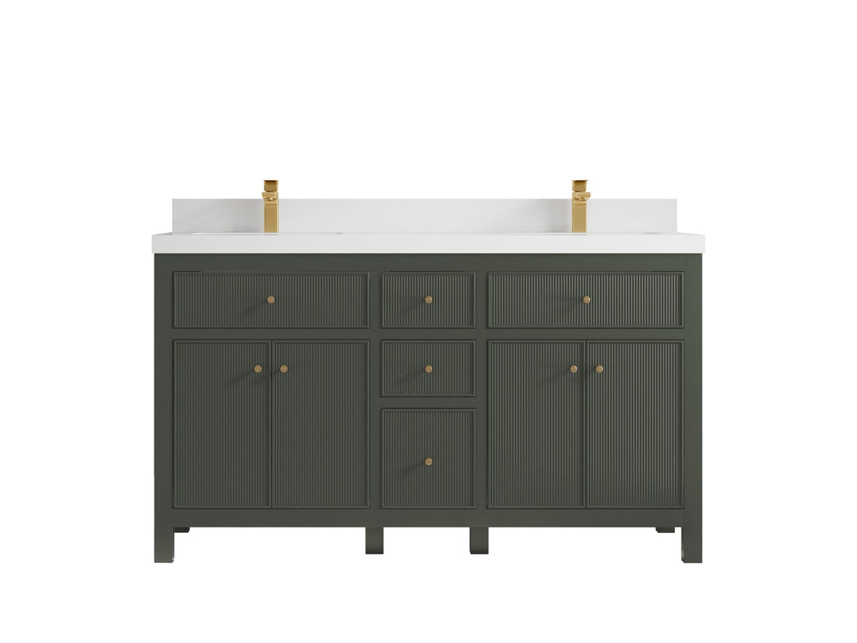 Sonoma 60 in W x 22 in D Free Standing Reeded Double Sink Bathroom Vanity