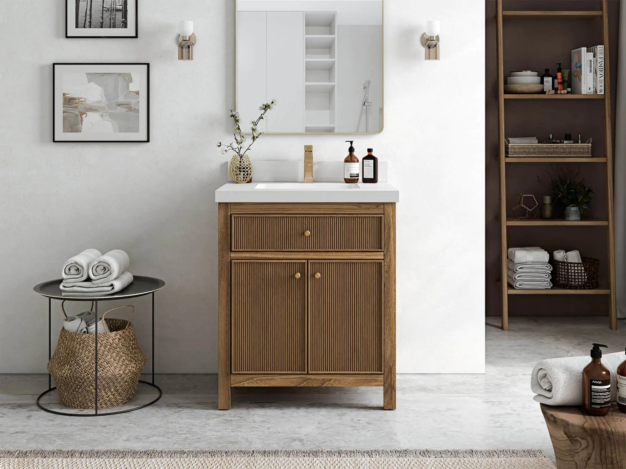 Sonoma Teak Wood 30 in. W x 22 in. D Single Sink Bathroom Vanity