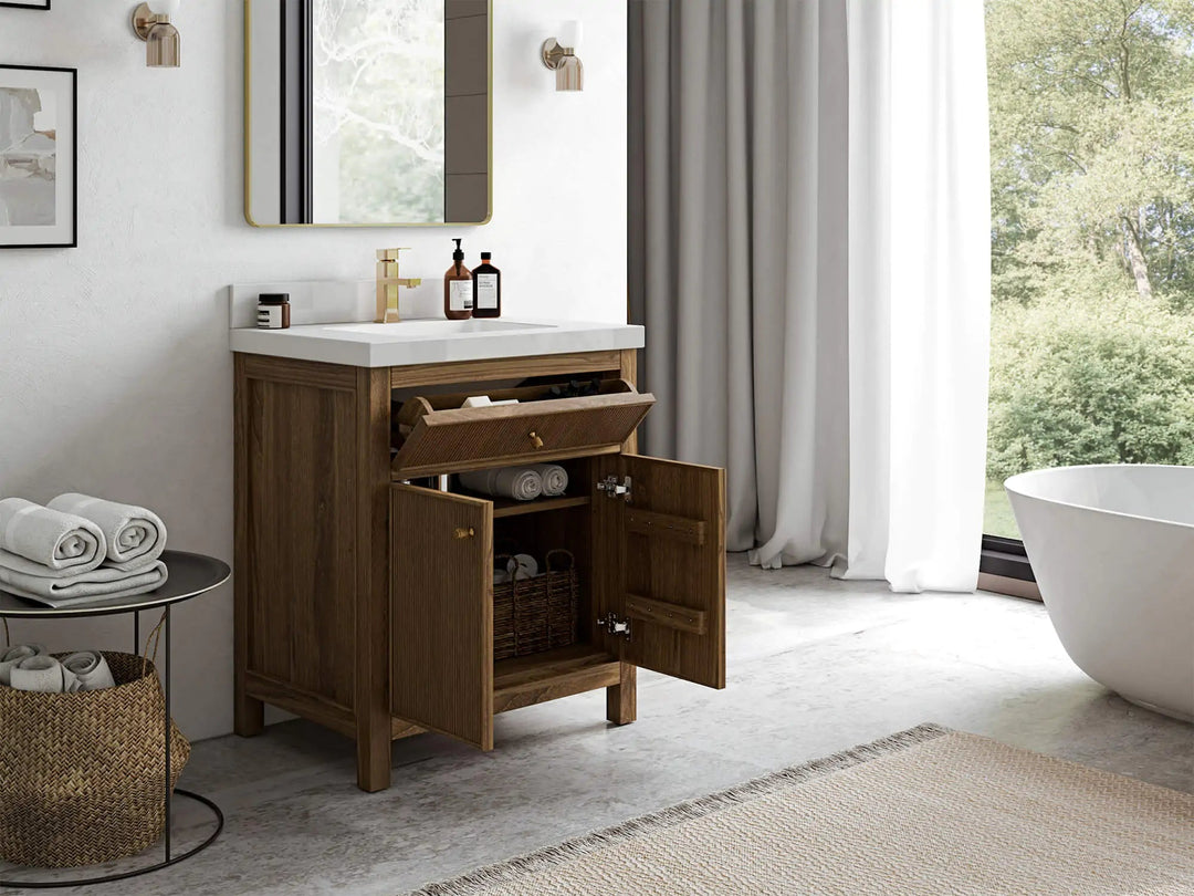 Sonoma Teak Wood 30 in. W x 22 in. D Single Sink Bathroom Vanity