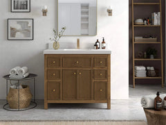 Sonoma Reeded Teak Wood 42 in. W x 22 in. D Single Sink Bathroom Vanity - photo 4