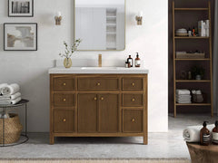 Sonoma Reeded Teak Wood 48 in. W x 22 in. D Single Sink Bathroom Vanity - photo 4