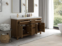 Sonoma Reeded Teak Wood 60 in. W x 22 in. D Double Sink Bathroom Vanity - photo 3