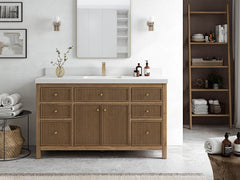 Sonoma Reeded Teak Wood 60 in. W x 22 in. D Single Sink Bathroom Vanity - photo 4