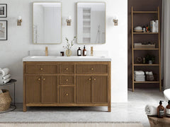 Sonoma Reeded Teak Wood 60 in. W x 22 in. D Double Sink Bathroom Vanity - photo 4