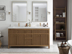 Sonoma Reeded Teak Wood 72 in. W x 22 in. D Double Sink Bathroom Vanity - photo 4