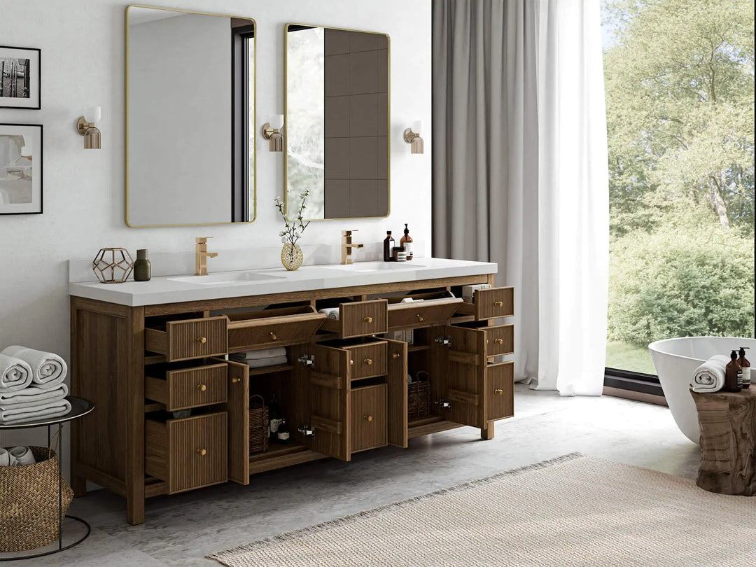 Sonoma Teak Wood 84 in. W x 22 in. D Double Sink Bathroom Vanity