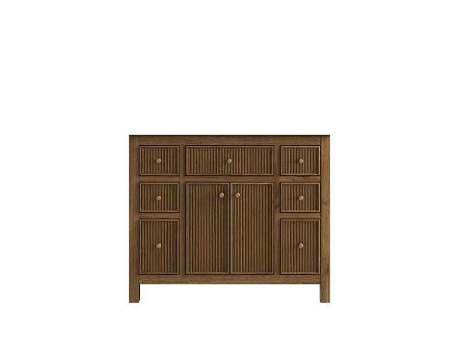 Sonoma Reeded Teak Wood 42 in. W x 22 in. D Single Sink Vanity Cabinet
