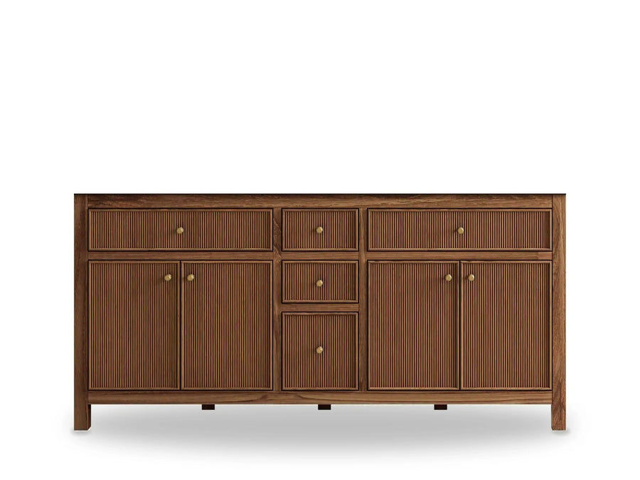 Sonoma Reeded Teak Wood 72 in. W x 22 in. D Double Sink Vanity Cabinet