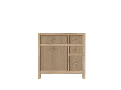 Sonoma Reeded Teak Wood 36 in. W x 22 in. D Left Offset Sink Bathroom Vanity