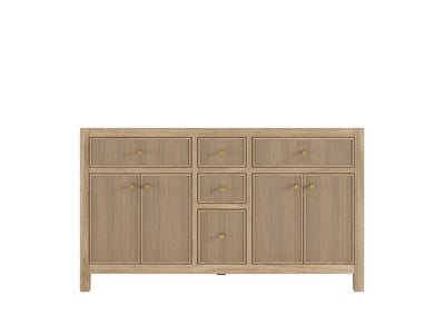 Sonoma Reeded Teak Wood 60 in. W x 22 in. D Double Sink Bathroom Vanity