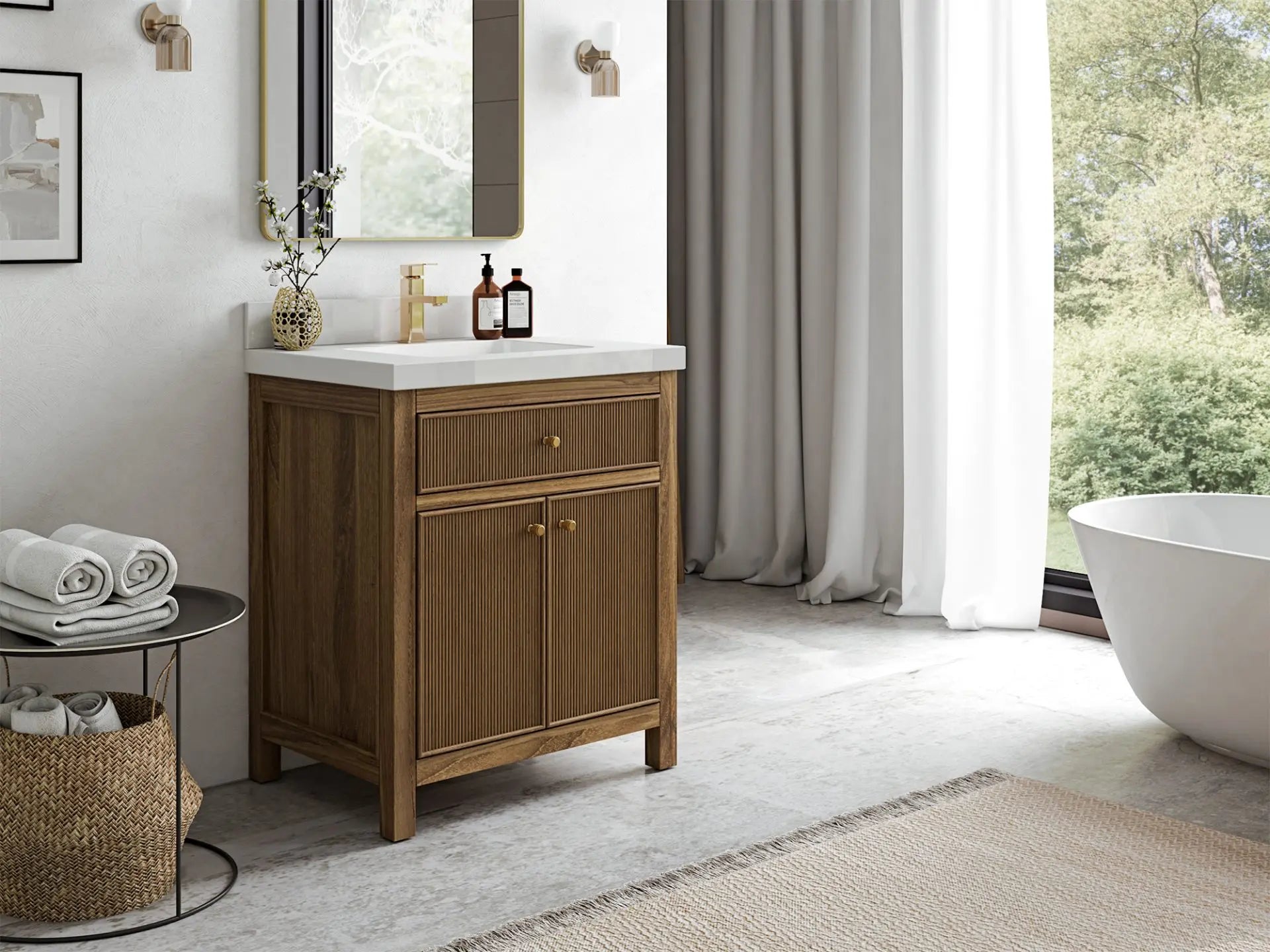 Sonoma Teak Wood 30 in. W x 22 in. D Single Sink Bathroom Vanity