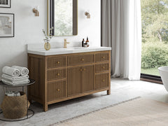 Sonoma Reeded Teak Wood 60 in. W x 22 in. D Single Sink Bathroom Vanity - photo 2