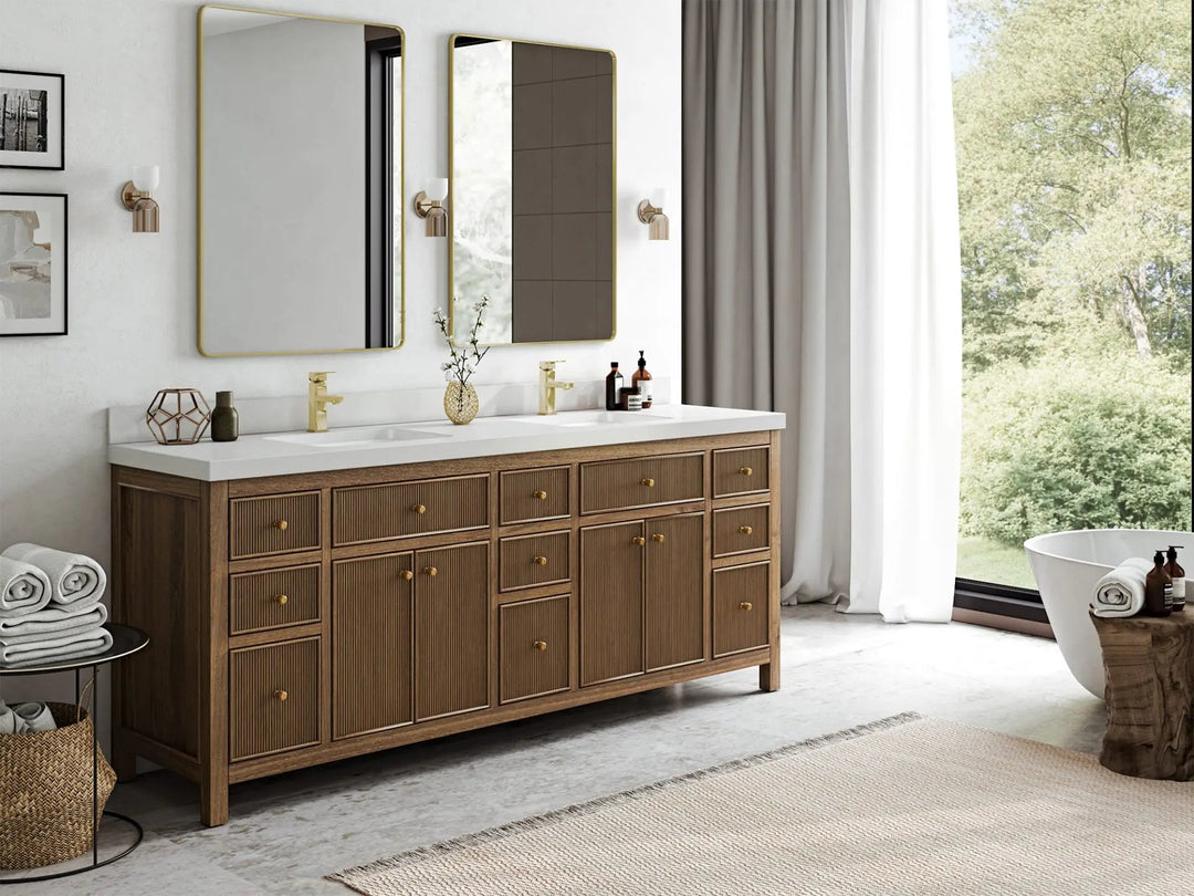 Sonoma Teak Wood 84 in. W x 22 in. D Double Sink Bathroom Vanity