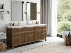 Sonoma Reeded Teak Wood 84 in. W x 22 in. D Double Sink Bathroom Vanity - photo 2